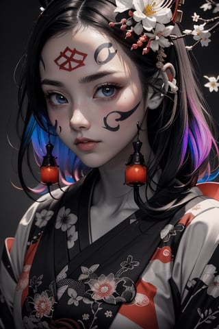 
(masterpiece, best quality, detailed, high resolution, iridescent), horror, glitch, (retro), (solo), upper body, (geisha), (vibrant colors), (monochrome), blossom, tree,