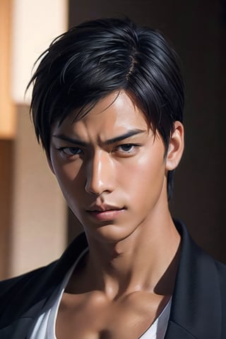 Realistic, Handsome Aomine Daiki (dark skintone:1.0) 