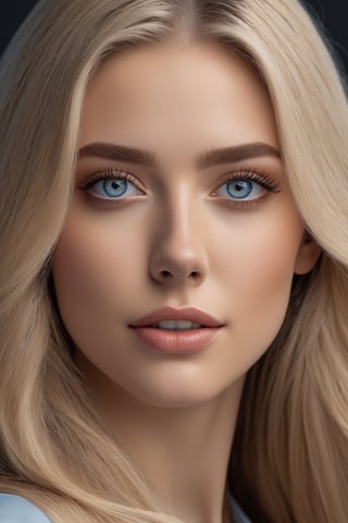 beautiful AI girl, with long blond hair, light blue eyes, intricate, elegant, highly detailed, extremely lifelike photorealistic, RAW, analog, Nikon Z 85mm, Dutch angle, ((full body)), award-winning photography, ((best quality)), ((masterpiece)), ((realistic)), pretty   photorealistic, post-processing, real life, ultra-realistic, photorealism, 8k UHD, photography, cinematic lighting,6000,cyborg style,cyborg