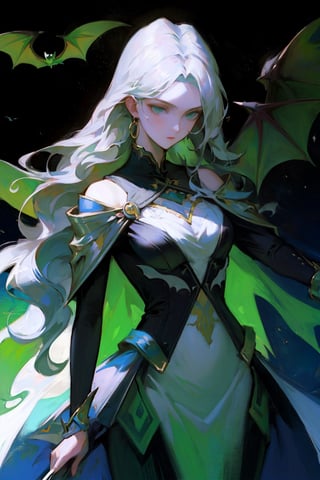 Fractal,women,splash art,electro,bats themed clothes,green theme,niji,animeniji