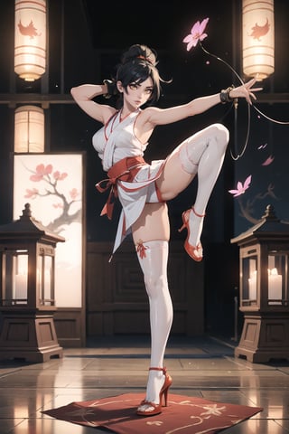 DOAMomiji(Black Hair, Long Ponytail, Hazel Eyes).

Capture Momiji, the guardian of the Shrine of the Dragon, as she exudes a captivating fusion of tradition and modern allure. Draped in traditional miko attire, her kimono adorned with intricate dragon and cherry blossom motifs, she tantalizes with a hint of porcelain skin. Emphasize her slender legs with tight high socks or white stockings, adding a daring twist to her ensemble. Balancing tradition with modernity, Momiji wears high heels, elevating her presence while staying true to her roots as a Shrine Maiden. Delve into the depths of her enigmatic persona, where sensuality meets sacredness in a mesmerizing dance of desire.

💡 **Additional Enhancers:** ((High-Quality)), ((Aesthetic)), ((Masterpiece)), (Intricate Details), Coherent Shape, (Stunning Illustration), [Dramatic Lightning],midjourney,