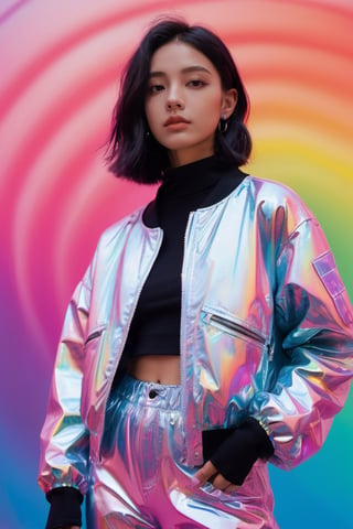 xxmixgirl,flowing rainbow colored holographic background. Keywords: nike, holographic, iridescent, vaporwave, fluid.