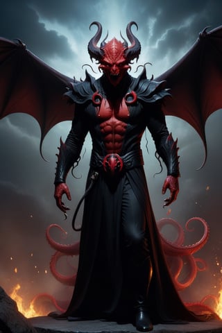 mind flayer,  mythological, tentacles, (((red and black_skin:1.9))), futuristic:1.5, sci-fi:1.6, demon, monster, (full body:1.9), standing, fantasy, ufo, front view, unreal, epic fantasy background.

by Greg Rutkowski, artgerm, Greg Hildebrandt, and Mark Brooks, full body, Full length view, PNG image format, sharp lines and borders, solid blocks of colors, over 300ppp dots per inch, 32k ultra high definition, 530MP, Fujifilm XT3, cinematographic, (photorealistic:1.6), 4D, High definition RAW color professional photos, photo, masterpiece, realistic, ProRAW, realism, photorealism, high contrast, digital art trending on Artstation ultra high definition detailed realistic, detailed, skin texture, hyper detailed, realistic skin texture, facial features, armature, best quality, ultra high res, high resolution, detailed, raw photo, sharp re, lens rich colors hyper realistic lifelike texture dramatic lighting unrealengine trending, ultra sharp, pictorial technique, (sharpness, definition and photographic precision), (contrast, depth and harmonious light details), (features, proportions, colors and textures at their highest degree of realism), (blur background, clean and uncluttered visual aesthetics, sense of depth and dimension, professional and polished look of the image), work of beauty and complexity. perfectly symmetrical body.
(aesthetic + beautiful + harmonic:1.5), (ultra detailed face, ultra detailed eyes, ultra detailed mouth, ultra detailed body, ultra detailed hands, ultra detailed clothes, ultra detailed background, ultra detailed scenery:1.5),

3d_toon_xl:0.8, JuggerCineXL2:0.9, detail_master_XL:0.9, detailmaster2.0:0.9, perfecteyes-000007:1.3,Leonardo Style,PhotoReal_Detail_Enhancer_V2:0.2,add_more_color:0.8,comic book,Movie Still, ,dragon_h,DonMD4rk3lv3sXL,LegendDarkFantasy,monster,DonMD3m0nXL 