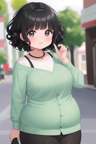 chubby_female,cute,black_hair,curly_hair,short_hair