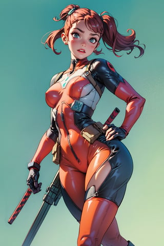 (she deadpool), 1girls, beauty, curvy_figure, basic_background, bright sides