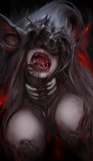 evil violent muderiousgirl. murder death kill dismember, giving evil eye, viscous hell hound, 