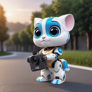 (masterpiece:1.2, highest quality), (realistic, photo_realistic:1.9)
1chibi_robot, Cute chibi robot, happy face, white tiger, Chest written: TA, (Designer look holding a paintbrush in one hand), white with blue, (detailed background), (gradients), colorful, detailed landscape, visual key, shiny skin. Modern place, Action camera. Portrait film. Standard lens. Golden hour lighting.
sharp focus, 8k, UHD, high quality, frowning, intricate detailed, highly detailed, hyper-realistic,interior,robot white with blue,chibi emote style,Monster, wall-e