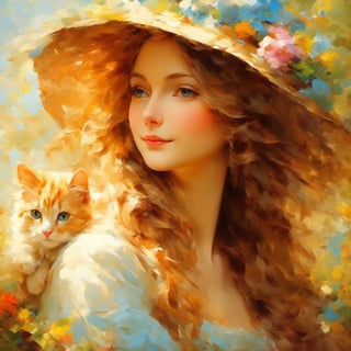 masterpiece, best quality, cat, feline, flat color, oil painting style,oil paint,oil paint 