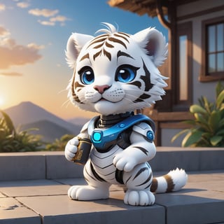 (masterpiece:1.2, highest quality), (realistic, photo_realistic:1.9)
1chibi_tiger, Cute chibi white tiger, happy face, Chest written: TA, (Designer look holding a paintbrush in one hand), white with blue, (detailed background), (gradients), colorful, detailed landscape, visual key, shiny skin. Modern place, Action camera. Portrait film. Standard lens. Golden hour lighting.
sharp focus, 8k, UHD, high quality, frowning, intricate detailed, highly detailed, hyper-realistic,interior,robot white with blue,chibi emote style,Monster, wall-e