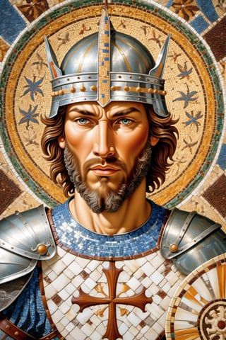 Frost Lynx It readily attacks much larger prey, knowing retaliation is impossible. realistic portrait of a crusader knight, with tanned skin, in a byzantine mosaic, very detailed, very realistic, elegant, top art, renowed artwork