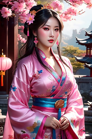 Chinese girl, decorated hanfu in pink, Chinese garden,





colorful,  ultra highly detailed,  32 k,  Fantastic Realism complex background,  deep rich colors,  ultra detailed,  intricate details,  fantasy concept art, dynamic lighting,  lights,  digital painting,  intricated pose,  highly detailed intricated,  stunning,  textures,  iridescent and luminescent scales,  breathtaking beauty,  pure perfection,  divine presence,  unforgettable,  impressive,  volumetric light,  auras,  rays,  vivid colors reflects,  sf,  greg rutkowski, beautiful detailed intricate insanely detailed octane render trending on artstation,  8k artistic photography,  photorealistic concept art,  soft natural volumetric cinematic perfect light,3d style,detailmaster2