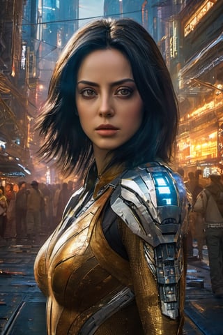 Alita in sci-fi city, upper body portrate,

colorful, ultra highly detailed, 32 k, Fantastic Realism complex background, dynamic lighting, lights, digital painting, intricated pose, highly detailed intricated, stunning, textures, iridescent and luminescent scales, breathtaking beauty, pure perfection, divine presence, unforgettable, impressive, volumetric light, auras, rays, vivid colors reflects, sf, intricate artwork masterpiece, sf, intricate artwork masterpiece, ominous, matte painting movie poster, golden ratio, trending on cgsociety, intricate, epic, trending on artstation, by artgerm, h. r. giger and beksinski, highly detailed, vibrant, production cinematic character render, ultra high quality mode, (((NSFW))),FilmGirl