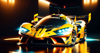 The cool sports car is a symbol of speed and power,It has a streamlined body design,Striking look and dynamic lines, 3D octane render conceptart, Houdini VFX, art nouveau ferarri car, rolands zilvinskis 3d render art, Neon le lemans hypercar,vehicle,car WEC,endurance race car,race car,race car with livery Cars race on the village circuit during the day,A mouthful of blood and speed。",dark studio, rim lighting, race stripes neon lighting, Dynamic camera angles, cinema experience, fast paced sport, drama composition, bright colors, High-resolution visuals, dramatic storytelling, wide format cinema lens, immersive atmosphere
,MagmaTech