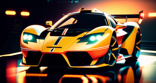 The cool sports car is a symbol of speed and power,It has a streamlined body design,Striking look and dynamic lines, 3D octane render conceptart, Houdini VFX, art nouveau ferarri car, rolands zilvinskis 3d render art, Neon le lemans hypercar,vehicle,car WEC,endurance race car,race car,race car with livery Cars race on the village circuit during the day,A mouthful of blood and speed。",dark studio, rim lighting, race stripes neon lighting, Dynamic camera angles, cinema experience, fast paced sport, drama composition, bright colors, High-resolution visuals, dramatic storytelling, wide format cinema lens, immersive atmosphere
,MagmaTech