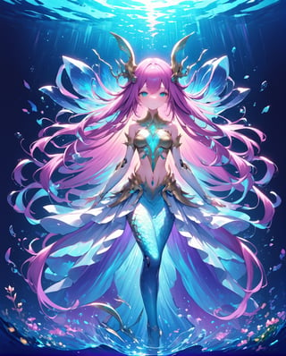 Picture a captivating anime illustration featuring the enchanting fusion of a cyborg and a mermaid – a cybernetic mermaid, if you will. Visualize this unique character with intricate metallic enhancements seamlessly blending with the fluidity of mermaid features, such as a luminous fishtail and ethereal underwater aura. Envision the cyborg mermaid in a dynamic pose, perhaps surrounded by futuristic aquatic elements or illuminated by bioluminescent hues. Consider the harmonious integration of advanced technology and aquatic charm, as circuits and scales coalesce in a stunning visual display. Generate an anime masterpiece that encapsulates the mesmerizing allure of this cybernetic mermaid, a symbol of the convergence between technology and fantasy.