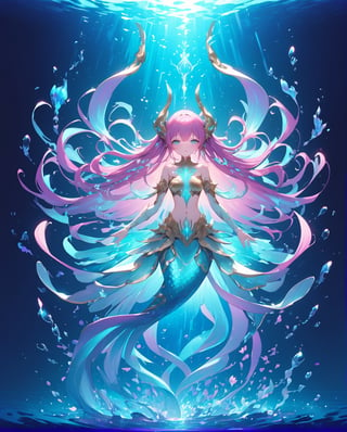 Picture a captivating anime illustration featuring the enchanting fusion of a cyborg and a mermaid – a cybernetic mermaid, if you will. Visualize this unique character with intricate metallic enhancements seamlessly blending with the fluidity of mermaid features, such as a luminous fishtail and ethereal underwater aura. Envision the cyborg mermaid in a dynamic pose, perhaps surrounded by futuristic aquatic elements or illuminated by bioluminescent hues. Consider the harmonious integration of advanced technology and aquatic charm, as circuits and scales coalesce in a stunning visual display. Generate an anime masterpiece that encapsulates the mesmerizing allure of this cybernetic mermaid, a symbol of the convergence between technology and fantasy.