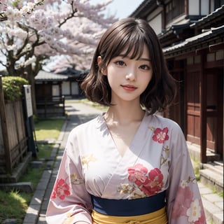 (best quality,masterpiece, photorealistic, highly detailed), walking on a street,kyoto,in her 20s, detailed beautiful face, detailed beautiful eyes,,kamoji,（nihongami),short wavy curly hair,blunt_bangs, smile,long Kimono,royal Kimono,tradition japan dress,realistic detailed skin texture, detailed hair, upper body,sharp focus, asian girl,kamoji,nihongami
dusk,natural lighting,sakura tree,kamoji