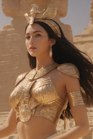 (in Egypt), (Pyramid Egypt behind), (character Isis), egyptian style, ((full body)), fire as part of human body, blonde_hair, nature, subsurface scattering, transparent, translucent skin, glow, bloom, Bioluminescent liquid,3d style,cyborg style,Movie Still,Leonardo Style, warm color, vibrant, volumetric light, xxmix_girl, Monica Bellucci, realistic skin:1.5, (Coral), dfdd, (translucent blooms), aw0k, (((floating energy bubbles))), Floating:1.5, huayu, dancing, 6000, LostRuins, scenery