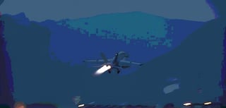 Masterpiece, high definition animation, ultra high definition rendering, F18 fighter jet taking off from the runway at night