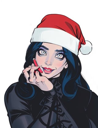 Billie Eilish christmas,Illustration, big eyes, Disney style, big eyes, cartoon style, marker colors, bright colors, sensual pose, big eyes, big lips, gothic makeup, (((big eyes))), diaphanous skin, flushed cheeks, beautiful, smiling, Disney style, big eyes, cartoon style, marker colors,girl,anime