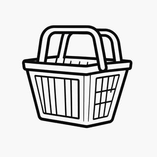 (black and white,shopping basket,logo design,simple color background),(best quality,4k,8k,highres,masterpiece:1.2),ultra-detailed,pen and ink drawing,sharp contrast,vintage,retro,scanned texture,precise linework,classic,crisp details,elegant composition,highly-detailed feathers,expressive eyes,dynamic pose,pure simplicity,limited color palette,pop art,eye-catching design,distinct visual identity,iconic symbolism,timeless aesthetic,bold lines,striking visual impact,memorable silhouette