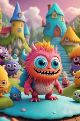 (best quality,8K,highres,masterpiece), ultra-detailed, (cute cartoon tiny monster), a delightful and funny-looking tiny monster rendered in 3D. The scene captures the charm and whimsy of the character, with vibrant colors and playful details bringing it to life in a unique and captivating way.