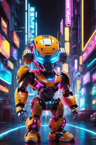 (best quality,8K,highres,masterpiece), ultra-detailed, (3D cyborg), cute and tiny boy rendered in 3D, transformed into a cyborg with neon glowing body parts. The boy's mechanical enhancements are adorned with vibrant colors, creating a visually stunning and colorful appearance. Each detail of the cyborg's design is meticulously crafted, from the intricacies of the mechanical components to the luminous glow of the neon lights. The overall composition exudes a sense of playfulness and wonder, inviting viewers into a futuristic world where technology and creativity collide in a mesmerizing display of artistry.