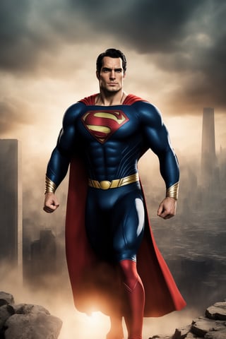 (best quality,8K,highres,masterpiece), ultra-detailed, (photo-realistic, lifelike) portrait capturing Superman in all his heroic glory. His strong muscles are prominently showcased in his iconic red and blue costume. With a confident expression and intense action, he soars above a cityscape bathed in dramatic lighting, reminiscent of a comic book-style composition. The vibrant colors bring this legendary superhero to life in a high-resolution masterpiece of art.