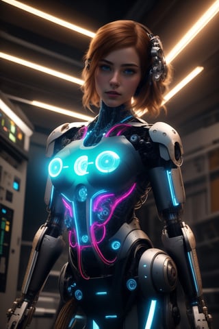 (best quality,8K,highres,masterpiece), hyper-detailed, (photo-realistic, lifelike) medium shot of a semi-cyborg female with biomechanical arms. The cinematic lighting accentuates the intricate details of her cybernetic limbs, creating a visually stunning image that blurs the line between human and machine. This high-resolution masterpiece captures the essence of technological fusion and human beauty.