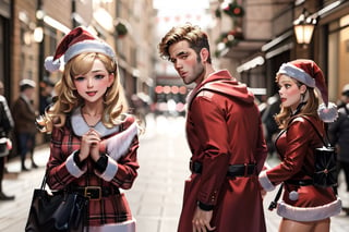 masterpiece, best picture, 1_girl in santa dress, christmas background, ,IncrsDistractedBoyfriendMeme