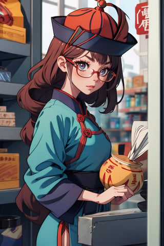 store cashier with glasses,jiangshi