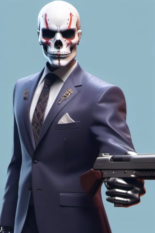 AI with a skull face holding gun