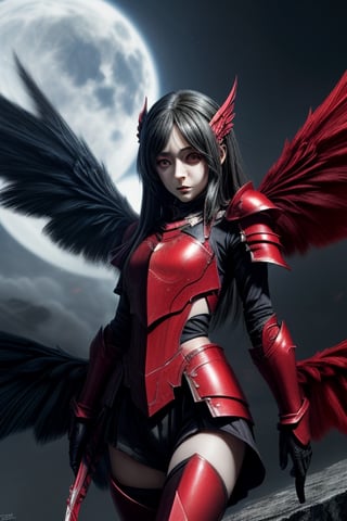 albedo character from the anime overlord wearing a red armor with her wings