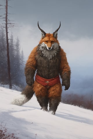 1boy, adult male, (((anthropomorphic animal, furry: 1.5))), (fluffy, long tail), ((3d)), white color, paws, thinness, in full growth, looking at the viewer, tail, fur, horns, paw pads, claws, burgundy corset, (epic detail, 32k, full hd), hdr,painting by jakub rozalski,tshirt design,Origami 