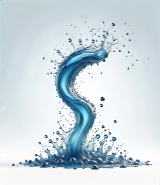 blue fuel TRANSPARENT liquid splash, white background, particles
