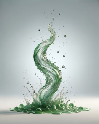 green fuel TRANSPARENT liquid splash, white background, particles
,watce