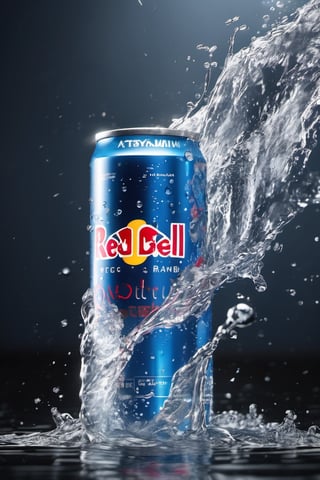 High quality, masterpiece, 4K, quality, Tyndall effect, RAW natural photo of (((perfect))) redbull can, fresh, water splash, water drops, ice particles, only one light cenital chimera, day advertising shooting, realistic photograph, sharp focus, depth of field, shoot, ,side shot, side shot, ultrahd, realistic, vivid colors, highly detailed, perfect composition, 8k, photorealistic concept art, soft natural volumetric cinematic perfect light,booth, food focus, black background
