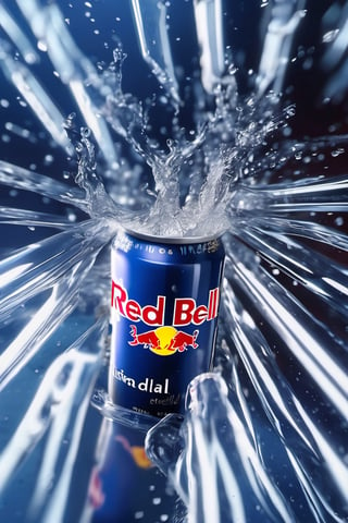 High quality, masterpiece, 4K, quality, Tyndall effect, RAW natural photo of (((perfect))) redbull cans, fresh, water splash, water drops, ice particles, only one light cenital chimera, day advertising shooting, realistic photograph, sharp focus, depth of field, shoot, ,side shot, side shot, ultrahd, realistic, vivid colors, highly detailed, perfect composition, 8k, photorealistic concept art, soft natural volumetric cinematic perfect light,booth, food focus, black background
