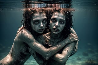 6 female dirty zombies hugging underwater, disturbed souls, rotten zombies version, under_water, love and sadness,
, hd, 8k, masterpiece, one light, realistic photography, hasselblad, raw, hiperrealism, medium format sensor camera, super prime cinema lens, (((filtered light))) , concret background, 