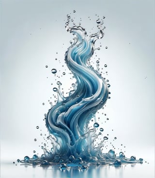 blue fuel TRANSPARENT liquid splash, white background, particles
