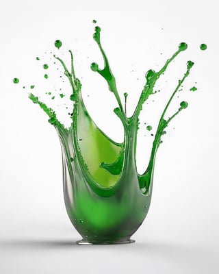 green fuel liquid splash, white background
