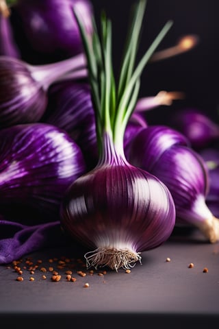 High quality, masterpiece, 4K, quality, Tyndall effect, RAW natural photo of (((perfect))) purple onion, foodstyling, only one light cenital chimera, day advertising shooting, realistic photograph, sharp focus, depth of field, shoot, ,side shot, side shot, ultrahd, realistic, vivid colors, highly detailed, perfect composition, 8k, photorealistic concept art, soft natural volumetric cinematic perfect light,booth, food focus, black background
