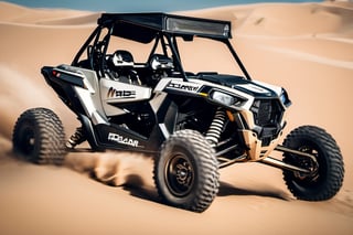 RAW natural photo OF PolarisRZR, running in dunes in desert, day advertising shooting (((infinite black  background))) , realistic photograph, sharp focus, depth of field, shoot, ,side shot, side shot, ultra hd, realistic, vivid colors, highly detailed, perfect composition, 8k artistic photography, photorealistic concept art, soft natural volumetric cinematic perfect light, black background studio, ADVERTISING SHOT
,mecha,robot