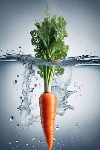 RAW natural photo Of REAL CARROT INTO THE WATER, only one light cenital chimera, day advertising shooting, realistic photograph, sharp focus, depth of field, shoot, ,side shot, side shot, ultrahd, realistic, vivid colors, highly detailed, perfect composition, 8k, photorealistic concept art, soft natural volumetric cinematic perfect light,booth,food focus, UP THE CAMERA
