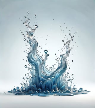 blue fuel TRANSPARENT liquid splash, white background, particles
