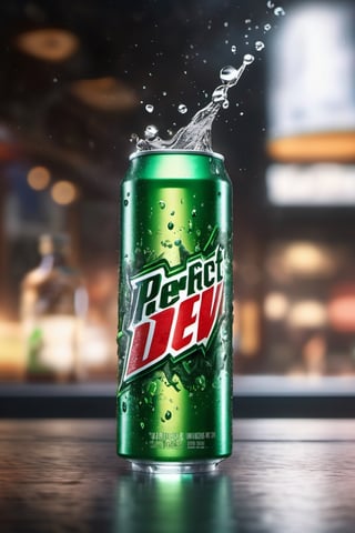 High quality, masterpiece, 4K, quality, Tyndall effect, RAW natural photo of (((perfect))) mountain dew can, fresh, water splash, water drops, only one light cenital chimera, day advertising shooting, realistic photograph, sharp focus, depth of field, shoot, ,side shot, side shot, ultrahd, realistic, vivid colors, highly detailed, perfect composition, 8k, photorealistic concept art, soft natural volumetric cinematic perfect light,booth, food focus, black background
