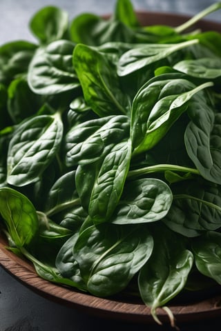 RAW natural photo Of spinach, only one light cenital chimera, day advertising shooting, realistic photograph, sharp focus, depth of field, shoot, ,side shot, side shot, ultrahd, realistic, vivid colors, highly detailed, perfect composition, 8k, photorealistic concept art, soft natural volumetric cinematic perfect light,booth,food focus, UP THE CAMERA
