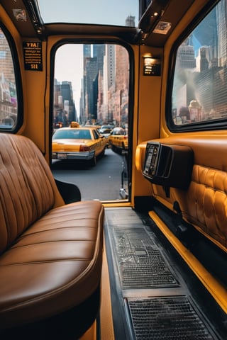 RAW natural photo Of (((interior))) taxi of new york
, only one light cenital chimera, day advertising shooting, realistic photograph, sharp focus, depth of field, shoot, ,side shot, side shot, ultrahd, realistic, vivid colors, highly detailed, perfect composition, 8k, photorealistic concept art, soft natural volumetric cinematic perfect light,booth,food focus, UP THE CAMERA
