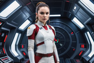 Padmé Amidala, Jedi Woman, on an imperial spaceship, athletic body, training in space gym, Padmé Amidala character, Daisy Ridley