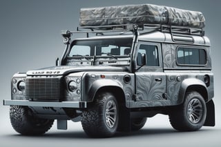 ) Land Rover Defender, extreme modified, insanely detailed and intricate, crisp sharp and clear, volumetric lighting, ultra-high resolution, masterpiece hyper realistic artwork